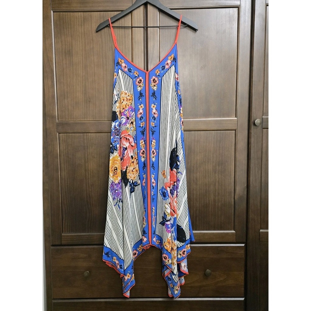 Flying Tomato Women Dress Small Floral Stripe Handkerchief Hippie Artsy Colorful
